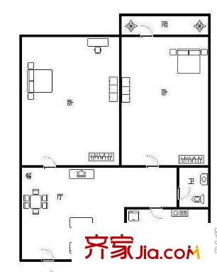 興和苑小區(qū) 1居室 戶型圖