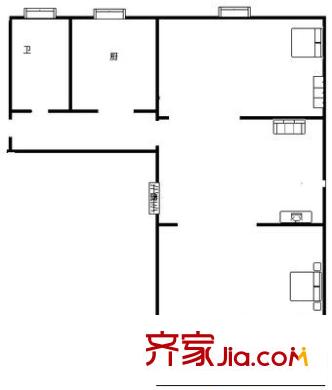 教育學(xué)院宿舍 2室 戶型圖
