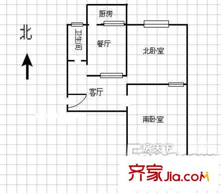 濟南大學西校區(qū)附近宿舍 2居室 戶型圖