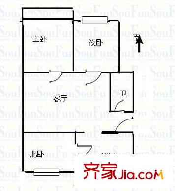 山大南路省直宿舍戶型圖山大南路省直單位宿舍 3室 戶型圖 3室2廳1衛(wèi)1廚