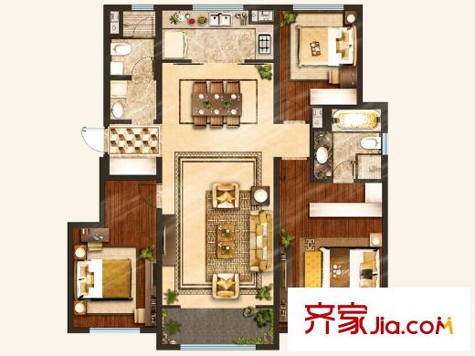 萬(wàn)科麓山(萬(wàn)科天泰金域國(guó)際二期)10、11、12、16#樓C戶型圖 3室2廳2衛(wèi)1廚