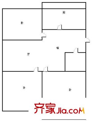 電機(jī)廠宿舍 3居室 戶型圖