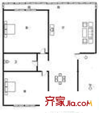 朝山街單位宿舍 3室 戶型圖