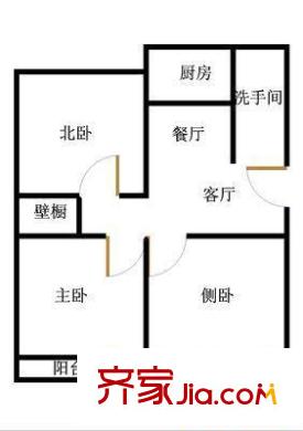 文化東路58號院 3居室 戶型圖