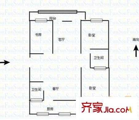 體育嘉苑 3室 戶型圖
