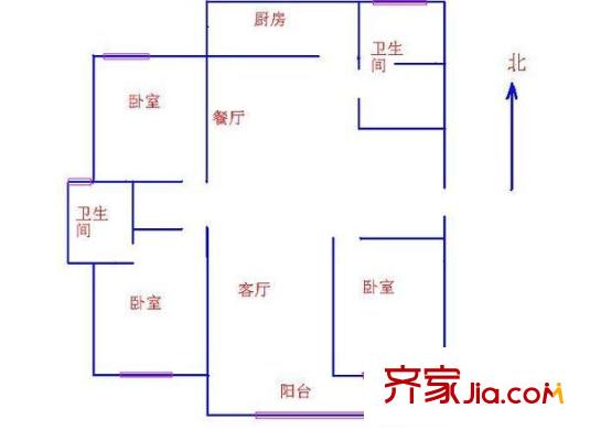 體育嘉苑 3室 戶型圖