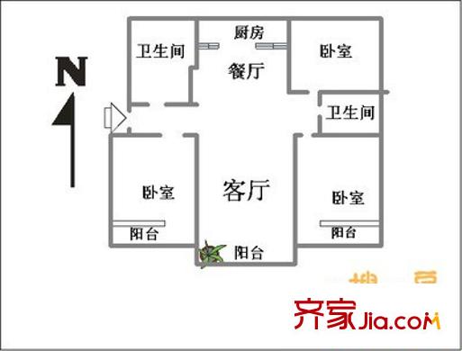 開元西區(qū) 3室 戶型圖