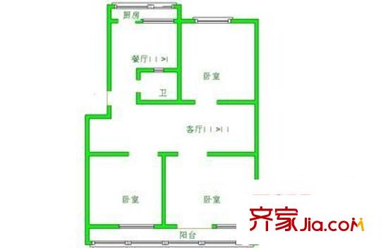 開元西區(qū) 3室 戶型圖