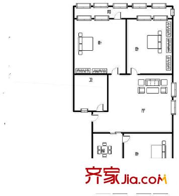 勞教所宿舍 3居室 戶型圖