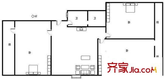 勞教所宿舍 3居室 戶型圖