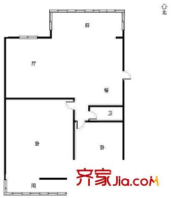 漿水泉路水利廳宿舍 2室 戶型圖