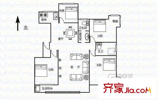 舜苑小區(qū)省人大宿舍 4居室 戶型圖