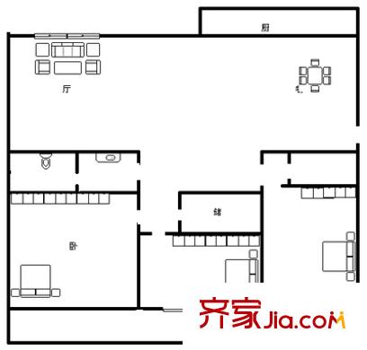 荷花園 3室 戶型圖