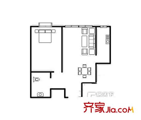 荷花園 1居室 戶型圖