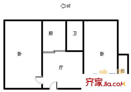 十畝園林業(yè)廳宿舍 2室 戶型圖