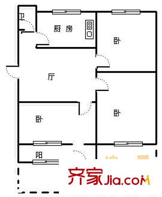 解放東路冶金研究院宿舍 3室 戶型圖