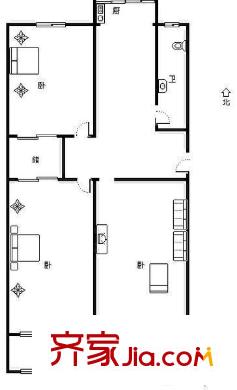 經(jīng)十一路千佛山段宿舍 3居室 戶型圖