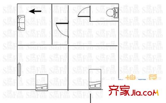 成豐橋單位宿舍 2室 戶型圖