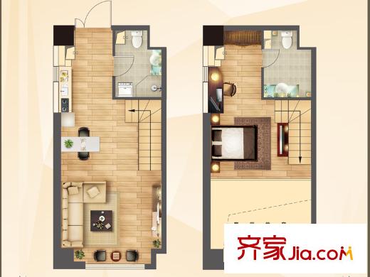 海信?龍奧九號(hào)3號(hào)樓LOFT標(biāo)準(zhǔn)層男士B戶型 1室2廳2衛(wèi)