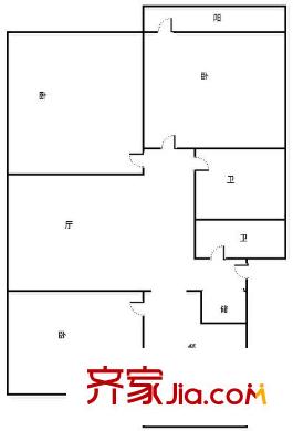 電機(jī)廠宿舍 3居室 戶型圖
