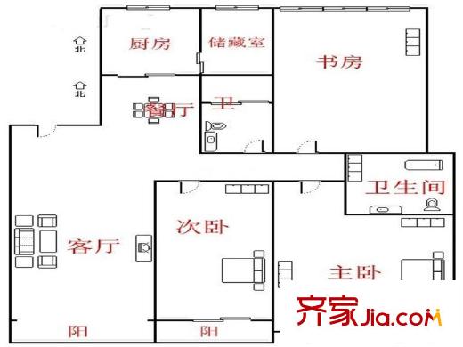 仁和盛庭 4室 戶型圖