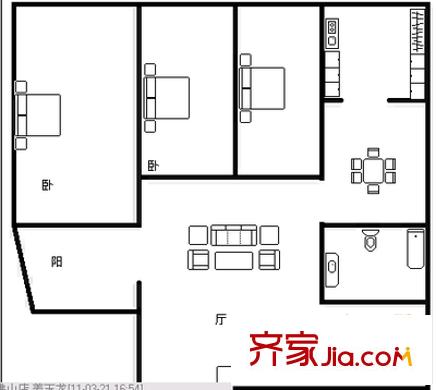 山潤家園 3室 戶型圖