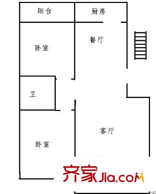濟(jì)南 山潤(rùn)家園 2居室 戶型圖