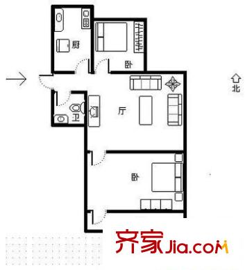 山大南路西段宿舍戶型圖山大南路西段單位宿舍 2室 戶型圖 2室1廳1衛(wèi)1廚