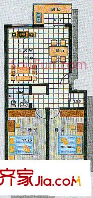 鴻苑雅士園戶型圖2室2廳1衛(wèi)1廚