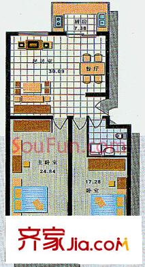 鴻苑雅士園戶型圖2室2廳1衛(wèi)1廚