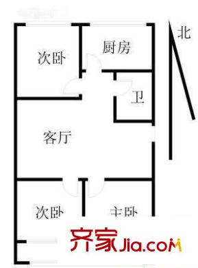 聚賢街建行宿舍戶型圖聚賢街建設銀行單位宿舍 2室 戶型圖 2室2廳1衛(wèi)1廚