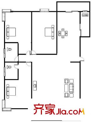 重汽嘉盛苑 3室 戶型圖