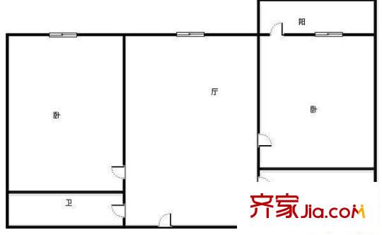 文化東路58號院 2居室 戶型圖