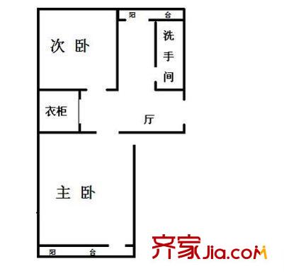 天橋區(qū)環(huán)衛(wèi)局宿舍 2室 戶型圖