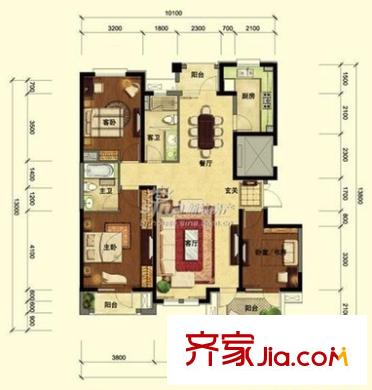 體育嘉苑 3室 戶型圖