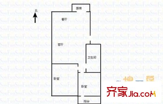 荊山新居 2室 戶型圖