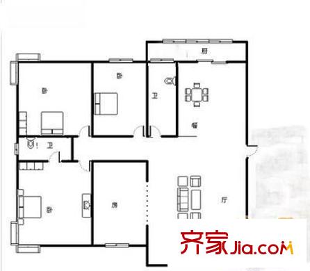 經(jīng)一路單位宿舍 4室 戶型圖