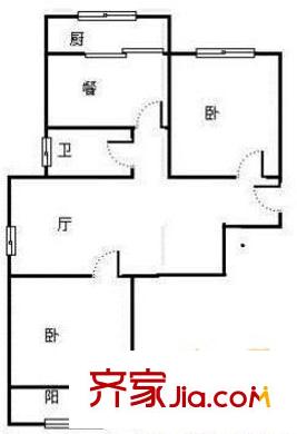 經(jīng)一路單位宿舍 2室 戶型圖