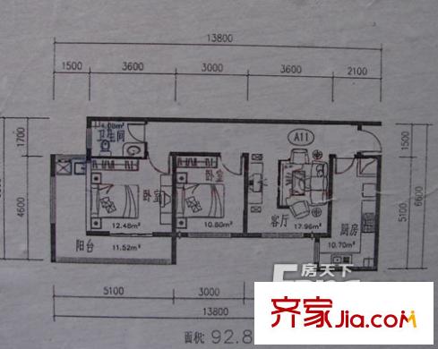 葉盛園小區(qū) 2居室 戶型圖