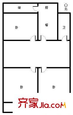 工業(yè)北路浪潮宿舍 3室 戶型圖
