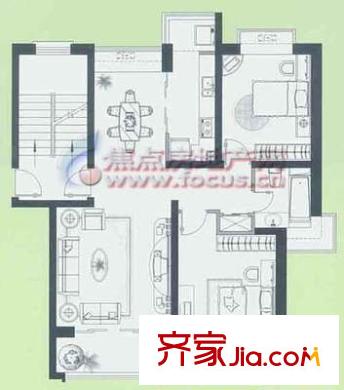 工業(yè)北路浪潮宿舍 3室 戶型圖