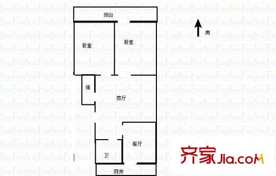 標(biāo)山南路單位宿舍 2室 戶型圖