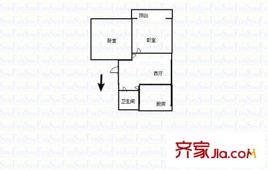 標(biāo)山南路單位宿舍 2室 戶型圖