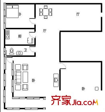 經(jīng)十路槐蔭段宿舍戶型圖經(jīng)十路（槐蔭區(qū)）單位宿舍 3室 戶型圖 3室2廳1衛(wèi)1廚