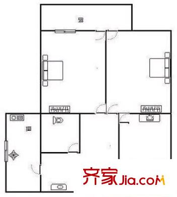 濟(jì)大路郵電宿舍 3室 戶型圖