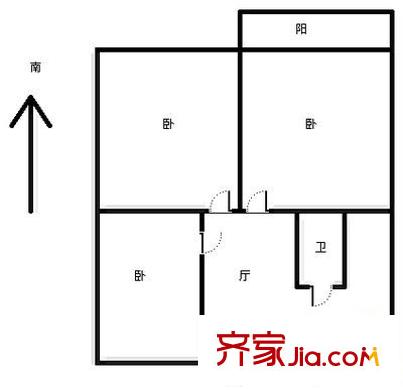 濟大路郵電宿舍 3室 戶型圖