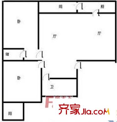 建苑花園 2居室 戶型圖