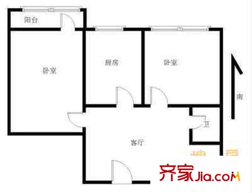 經(jīng)十路歷下段宿舍戶型圖經(jīng)十路（歷下區(qū)）單位宿舍 2室 戶型圖 2室1廳1衛(wèi)1廚