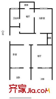 玉函路農(nóng)行宿舍 4室 戶型圖