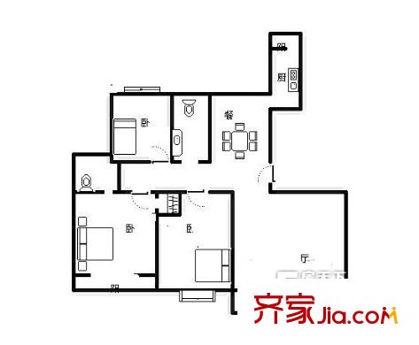 經(jīng)三緯十一宿舍戶型圖經(jīng)三緯十一單位宿舍 戶型圖 3室2廳2衛(wèi)1廚
